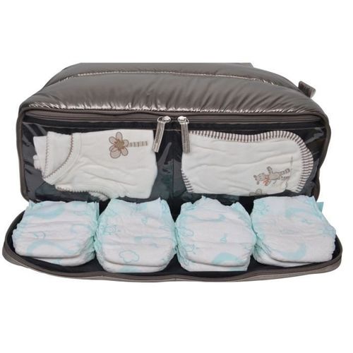 Baby on board - Sac a langer -Doudoune bag metallique - sac 24h aspect ouatiné tapis a langer sac repas thermo trousse accrssoires - Photo n°3; ?>