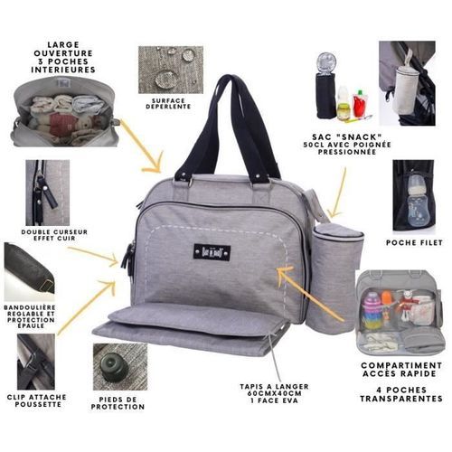 BABY ON BOARD Sac a langer SIMPLY Sushi - gris/noir - Photo n°2; ?>