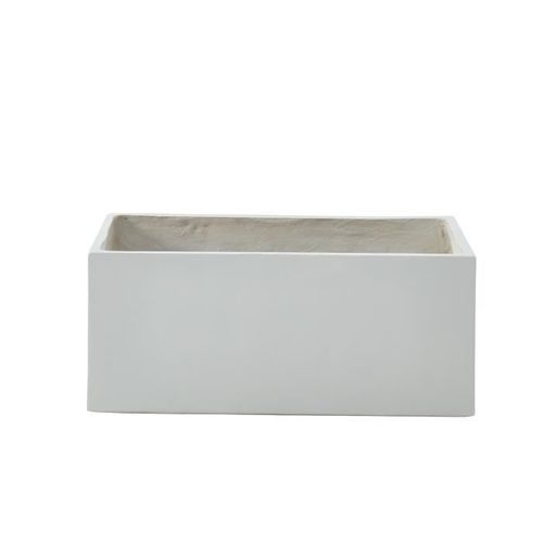 Bac a fleurs en fibre de verre style ciment - 76 x 34 x 32 cm - 80 L - Gris clair - Photo n°2; ?>