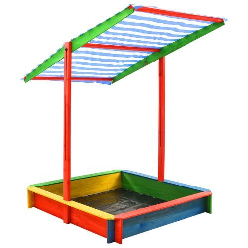 Bac à sable avec toit réglable Bois de sapin Multicolore UV50 - Photo n°3; ?>