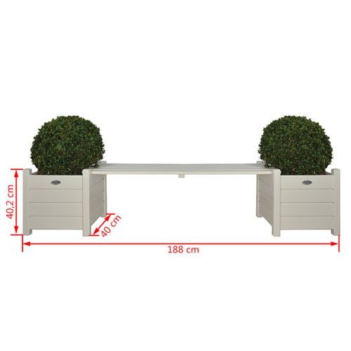 Bacs à fleurs avec banc Esschert Design CF33W coloris blanc - Photo n°3; ?>