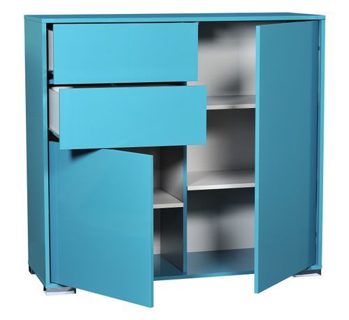 Bahut 2 portes 2 tiroirs Bleu brillant Like - Photo n°2; ?>