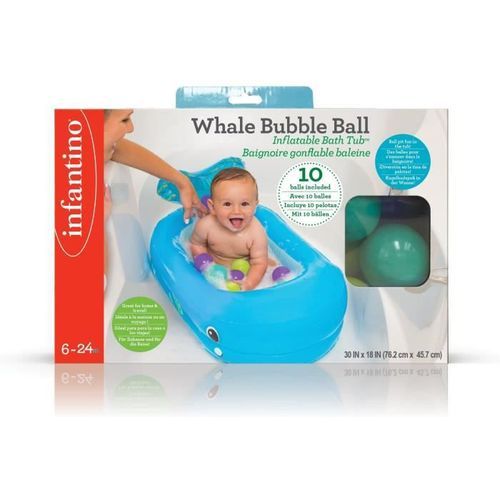 Baignoire gonflable INFANTINO Baleine - Balles de jeu et thermetre intégré - 76 x 45 cm - Photo n°2; ?>