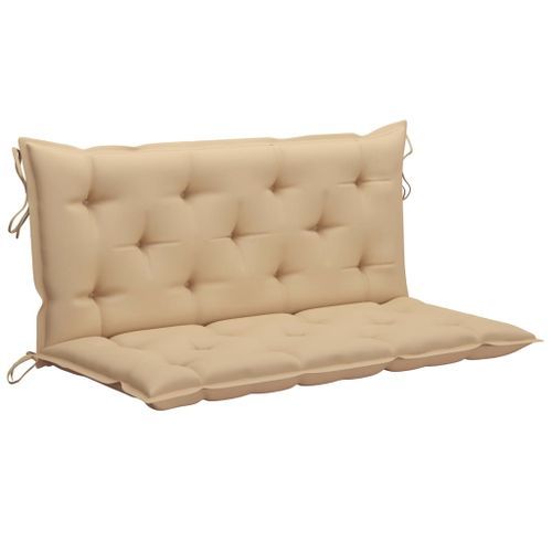 Balancelle avec coussin beige 120 cm Bois de teck solide - Photo n°2; ?>