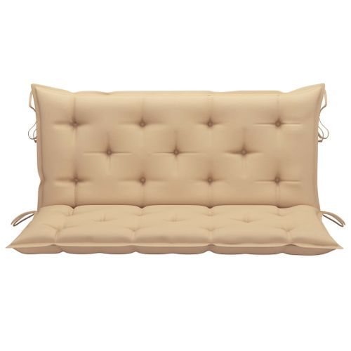 Balancelle avec coussin beige 120 cm Bois de teck solide - Photo n°3; ?>