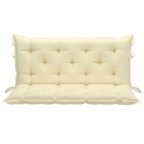 Balancelle avec coussin blanc crème 120 cm Bois de teck solide - Photo n°3; ?>