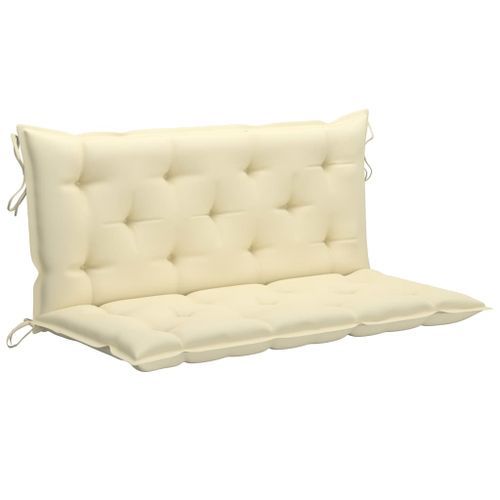 Balancelle avec coussin blanc crème 170 cm Bois de teck solide - Photo n°2; ?>