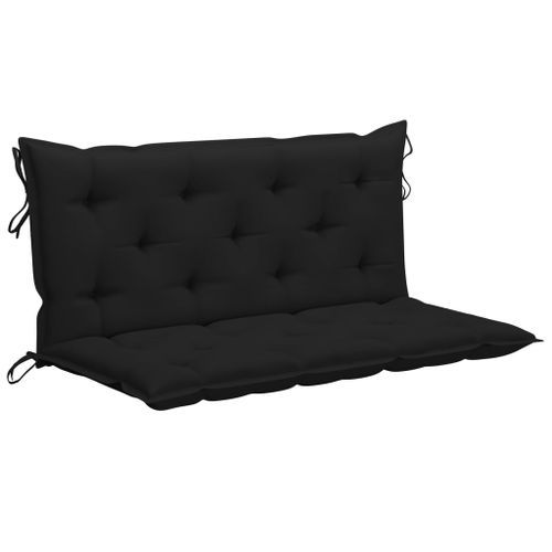 Balancelle avec coussin noir 120 cm Bois de teck solide - Photo n°2; ?>