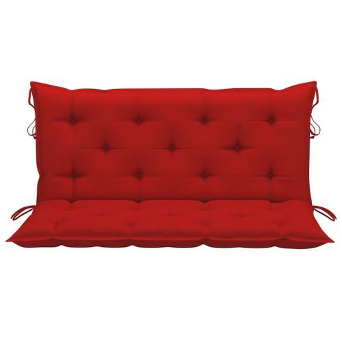 Balancelle avec coussin rouge 120 cm Bois de teck solide - Photo n°3; ?>
