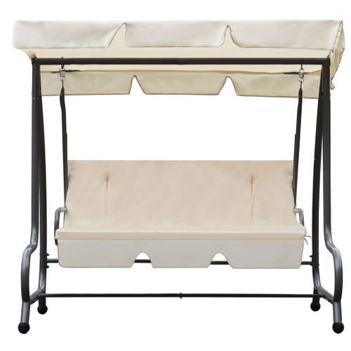 Balancelle d'extérieur avec auvent Blanc sable 2 - Photo n°2; ?>