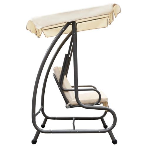 Balancelle d'extérieur avec auvent Blanc sable 2 - Photo n°3; ?>