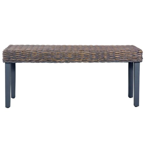 Banc 110 cm Gris Rotin naturel kubu et bois de manguier massif - Photo n°2; ?>