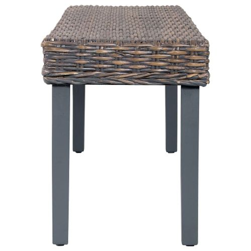 Banc 110 cm Gris Rotin naturel kubu et bois de manguier massif - Photo n°3; ?>