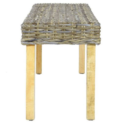 Banc 110 cm Rotin naturel kubu et bois de manguier massif - Photo n°3; ?>