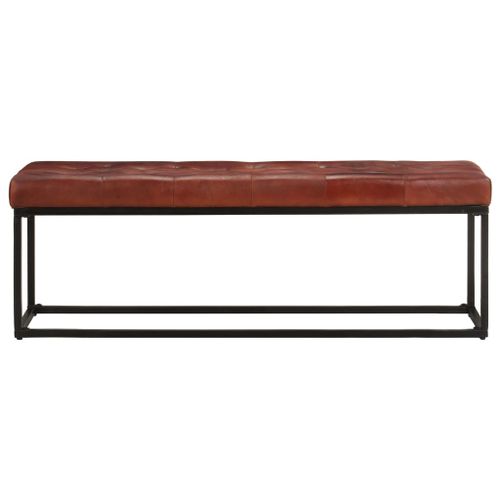 Banc 122 cm Marron foncé Cuir véritable - Photo n°3; ?>
