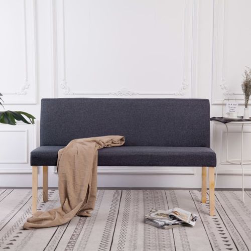 Banc 139,5 cm Gris foncé Polyester Riza - Photo n°2; ?>