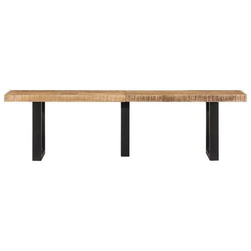 Banc 160 cm bois de manguier brut massif et acier - Photo n°2; ?>