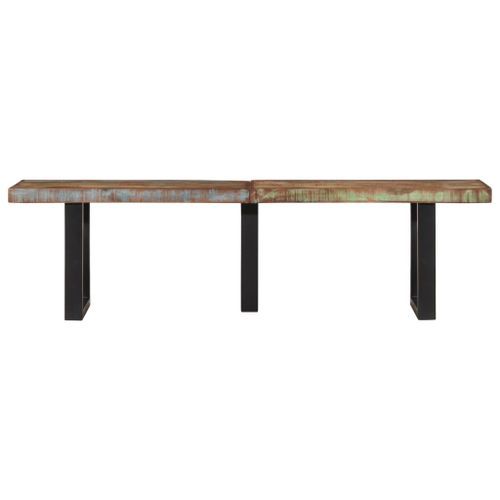 Banc 160 cm bois de récupération massif et acier - Photo n°2; ?>