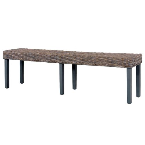 Banc 160 cm Gris Rotin naturel kubu et bois de manguier massif - Photo n°2; ?>