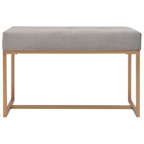 Banc 80 cm Gris Velours - Photo n°2; ?>