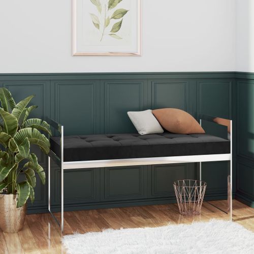 Banc 97 cm Noir Velours et acier inoxydable - Photo n°2; ?>