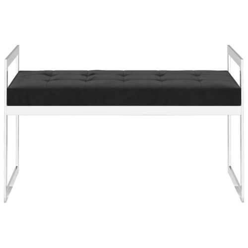 Banc 97 cm Noir Velours et acier inoxydable - Photo n°3; ?>