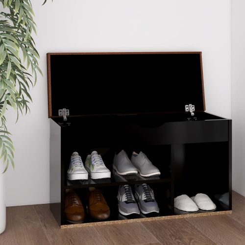 Banc à chaussures avec coussin Noir 80x30x47 cm - Photo n°3; ?>