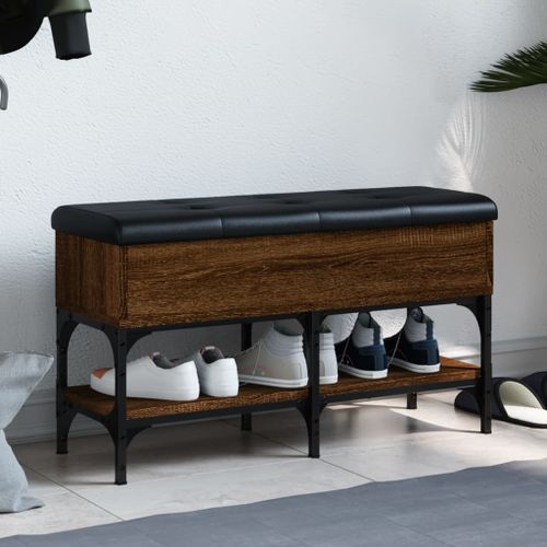 Banc à chaussures chêne marron 82x32x45 cm bois d'ingénierie - Photo n°2; ?>