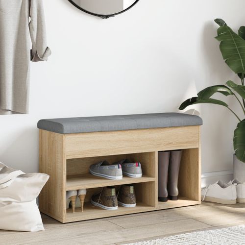 Banc à chaussures chêne sonoma 82x32x45,5 cm bois d'ingénierie - Photo n°3; ?>