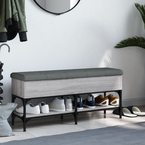 Banc à chaussures sonoma gris 102x32x45 cm bois d'ingénierie - Photo n°3; ?>