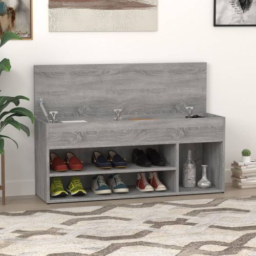 Banc à chaussures Sonoma gris 105x30x45 cm Bois d'ingénierie - Photo n°2; ?>