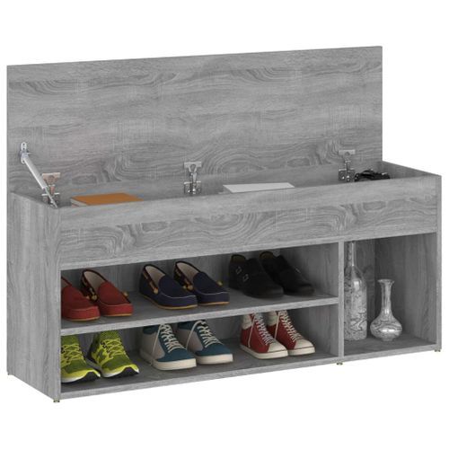 Banc à chaussures Sonoma gris 105x30x45 cm Bois d'ingénierie - Photo n°3; ?>