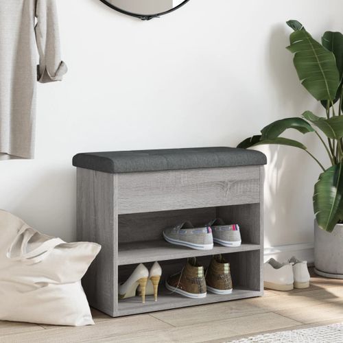 Banc à chaussures sonoma gris 62x32x50 cm bois d'ingénierie - Photo n°3; ?>