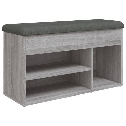 Banc à chaussures sonoma gris 82x32x45,5 cm bois d'ingénierie - Photo n°2; ?>