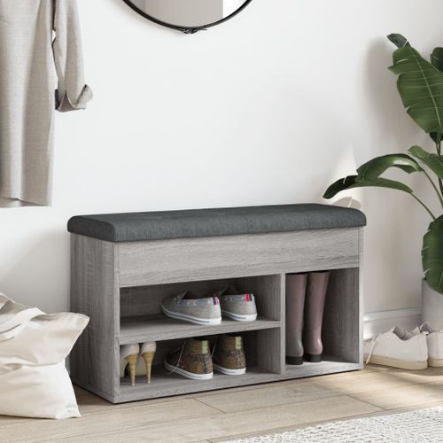 Banc à chaussures sonoma gris 82x32x45,5 cm bois d'ingénierie - Photo n°3; ?>