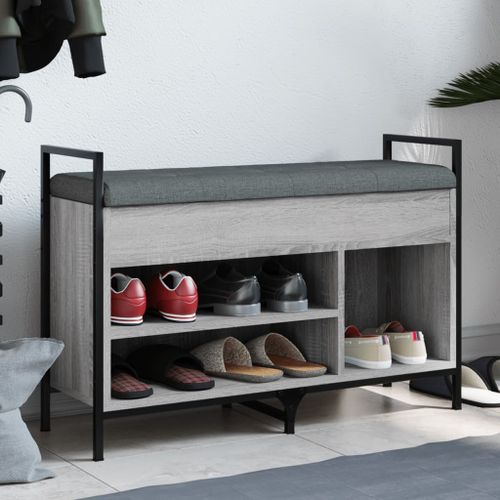 Banc à chaussures sonoma gris 85,5x32x57,5 cm bois d'ingénierie - Photo n°2; ?>