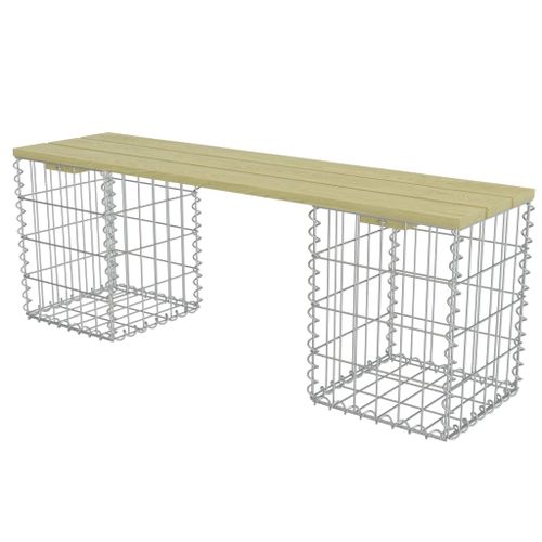 Banc à gabion 120 cm Acier galvanisé et pinède - Photo n°2; ?>