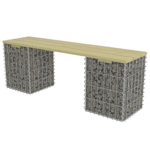 Banc à gabion 120 cm Acier galvanisé et pinède - Photo n°3; ?>