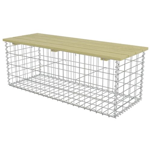 Banc à gabion 120 cm Acier galvanisé et pinède 2 - Photo n°2; ?>