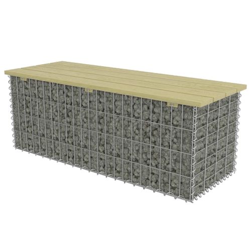 Banc à gabion 120 cm Acier galvanisé et pinède 2 - Photo n°3; ?>