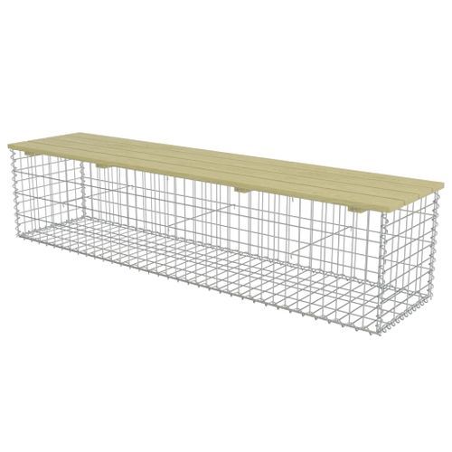 Banc à gabion 180 cm Acier galvanisé et pinède 2 - Photo n°2; ?>