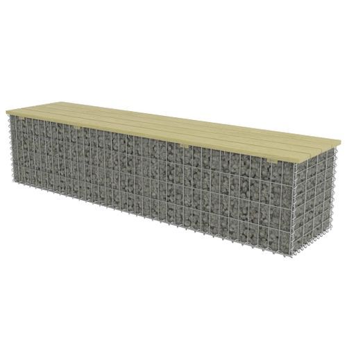 Banc à gabion 180 cm Acier galvanisé et pinède 2 - Photo n°3; ?>