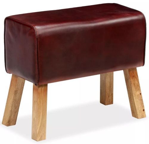 Banc assise cuir marron pieds bois massif Cuira 60 cm - Photo n°2; ?>