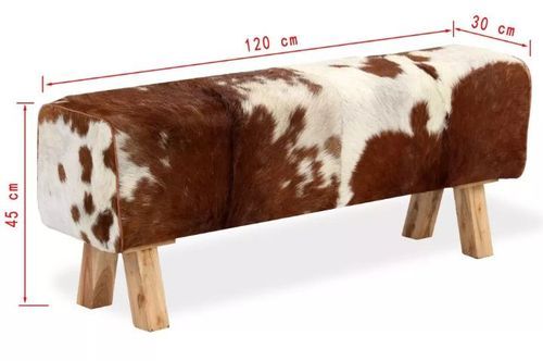 Banc assise peau de chèvre et pieds bois clair Pua 120 cm - Photo n°3; ?>