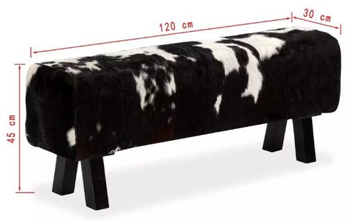 Banc assise peau de chèvre et pieds bois foncé Pua 120 cm - Photo n°2; ?>