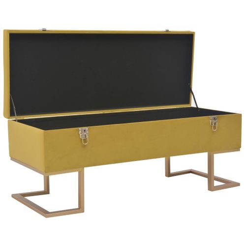 Banc avec compartiment de rangement 105 cm Moutarde Velours - Photo n°2; ?>