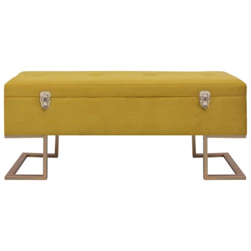 Banc avec compartiment de rangement 105 cm Moutarde Velours - Photo n°3; ?>