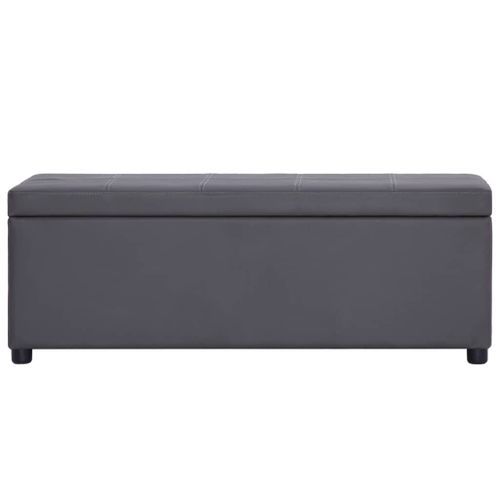 Banc avec compartiment de rangement 116 cm Gris Similicuir - Photo n°3; ?>