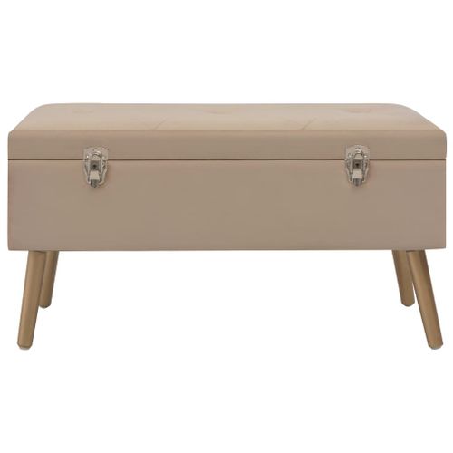 Banc avec compartiment de rangement 80 cm Beige Velours - Photo n°2; ?>