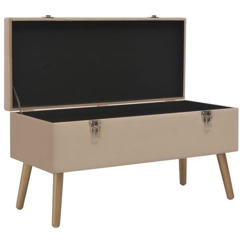 Banc avec compartiment de rangement 80 cm Beige Velours - Photo n°3; ?>